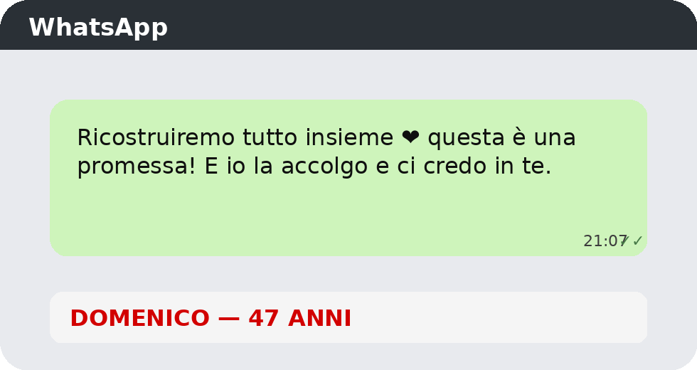 Recensione WhatsApp Domenico 47 anni