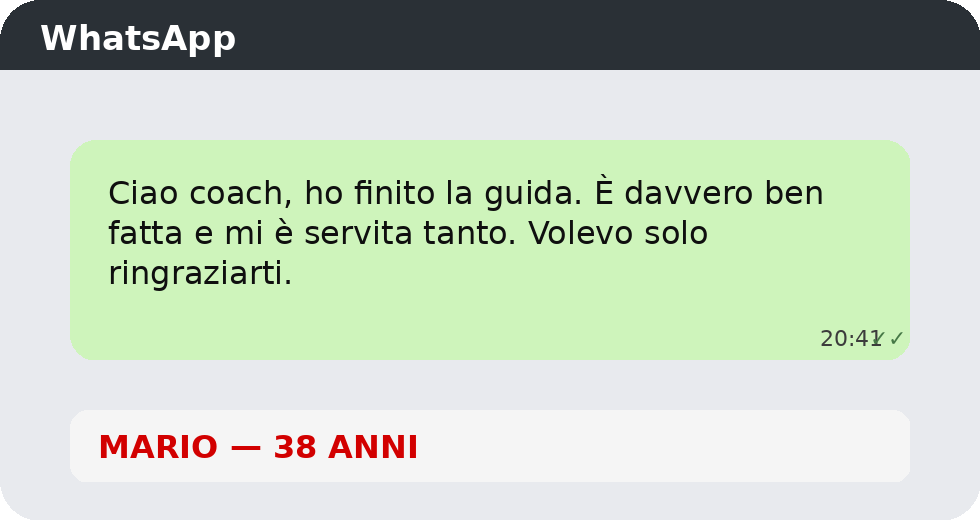 Recensione WhatsApp Mario 38 anni
